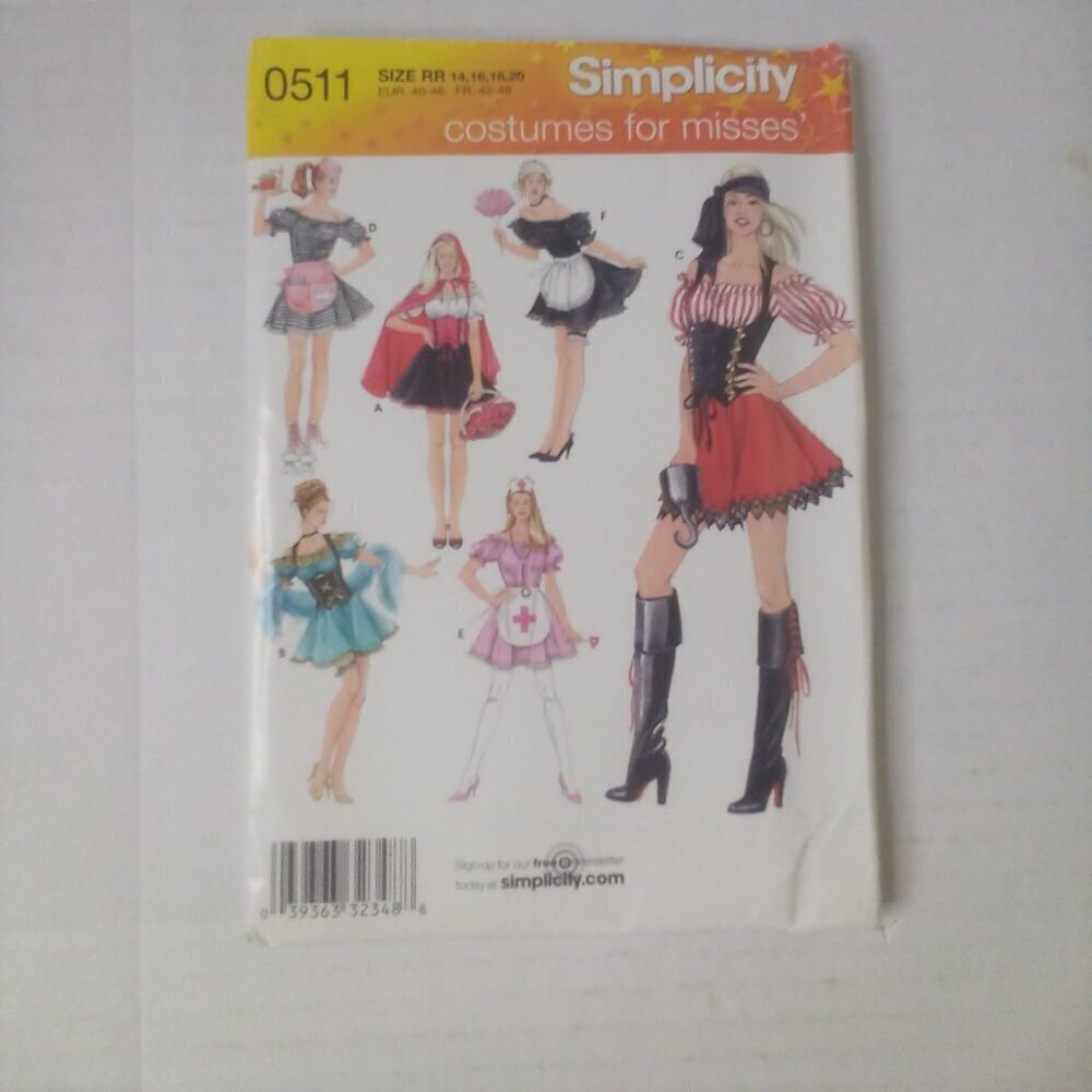 Simplicity Costumes For Women Sewing Pattern 14-20 Sexy Flirty Uncut
